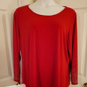 Avenue Red Shiny Long Sleeve Top 22/24